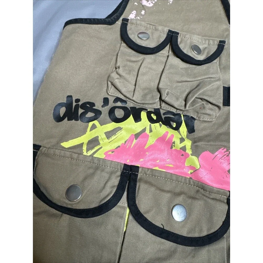 BATTLE VEST & SHORTS DYSORDER PAINTED 8 POCKETS‎ ZIP UP FRONT STRAPS BROWN!